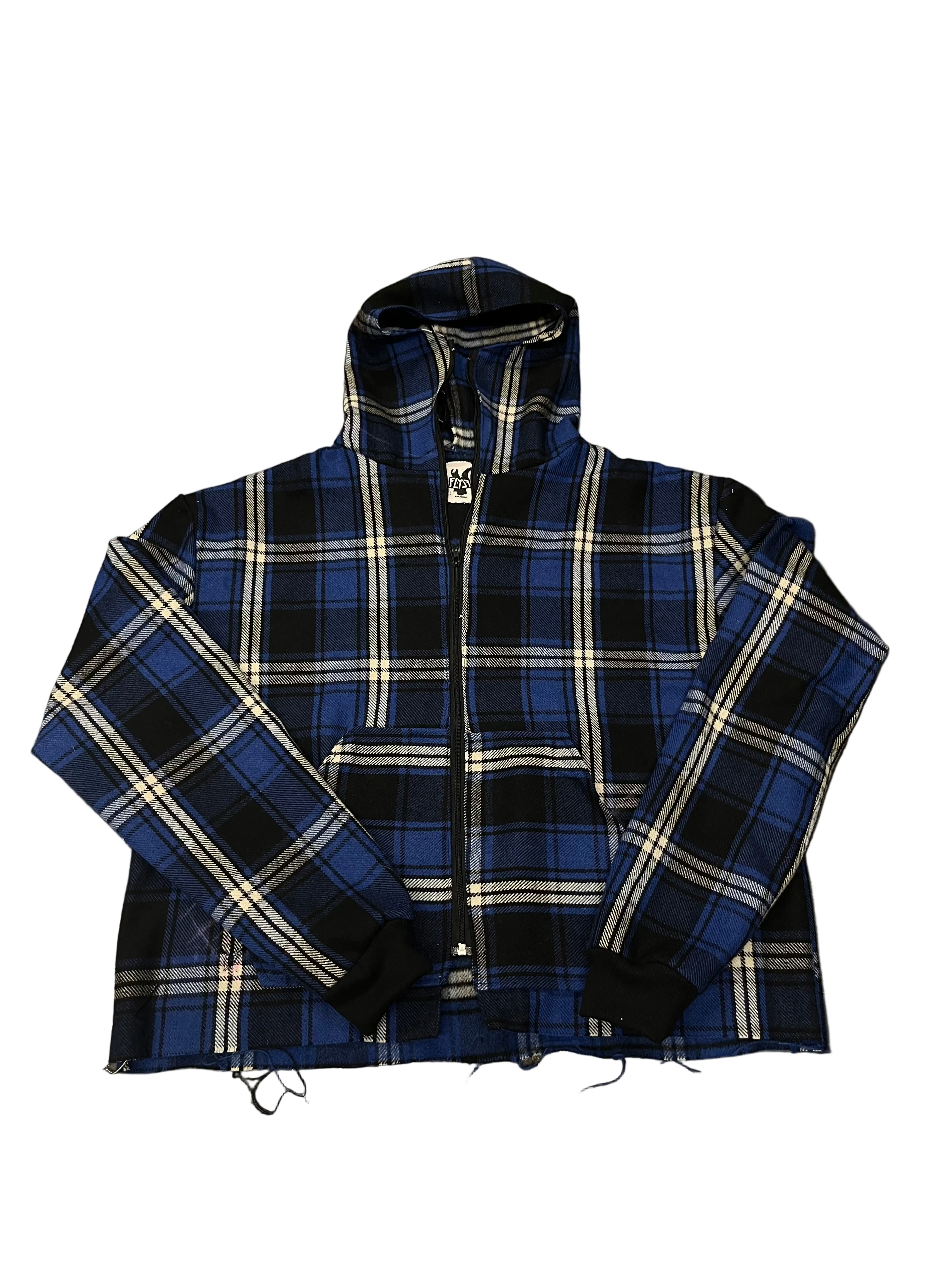 FLY plaid mask hoodie  Blue